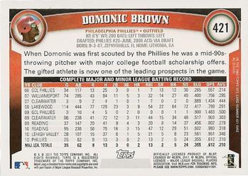 2011 Topps #421 Domonic Brown Back