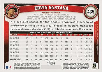 2011 Topps #439 Ervin Santana Back