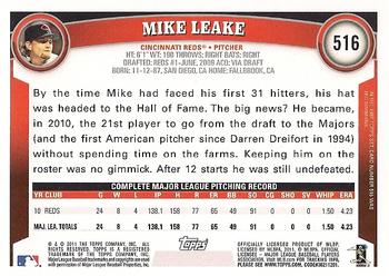 2011 Topps #516 Mike Leake Back