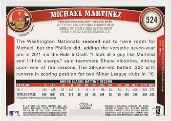 2011 Topps #524 Michael Martinez Back