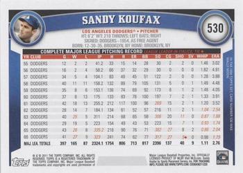 2011 Topps #530 Sandy Koufax Back