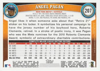 2011 Topps #207 Angel Pagan Back