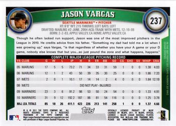 2011 Topps #237 Jason Vargas Back