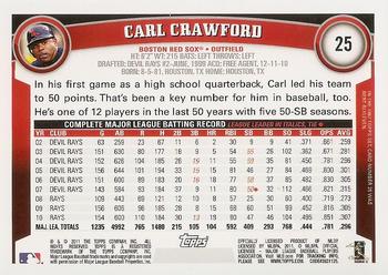 2011 Topps #25 Carl Crawford Back