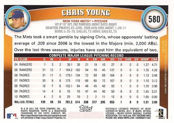 2011 Topps #580 Chris Young Back