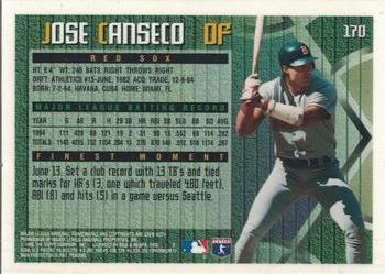 1995 Finest - Refractors #170 Jose Canseco Back