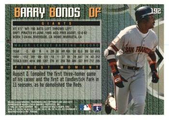 1995 Finest - Refractors #192 Barry Bonds Back