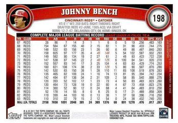 2011 Topps - Diamond Anniversary #198 Johnny Bench Back