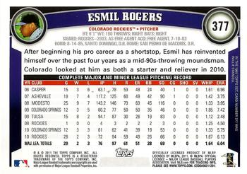2011 Topps - Diamond Anniversary #377 Esmil Rogers Back