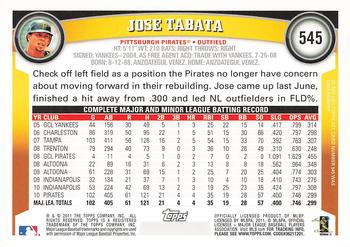 2011 Topps - Diamond Anniversary #545 Jose Tabata Back