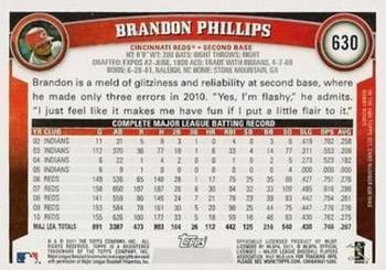 2011 Topps - Diamond Anniversary #630 Brandon Phillips Back