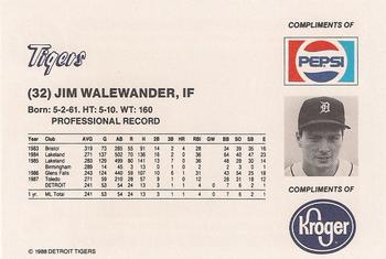 1988 Pepsi/Kroger Detroit Tigers #32 Jim Walewander Back