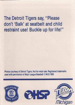 1989 Detroit Tigers Police #44 Jeff Robinson Back