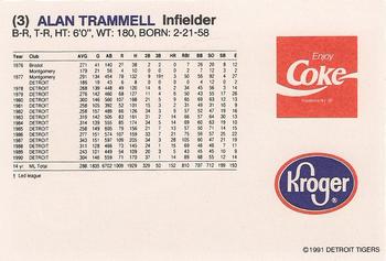 1991 Coca-Cola/Kroger Detroit Tigers #NNO Alan Trammell Back