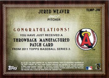 2011 Topps - Throwback Logo Manufactured Patch #TLMP-JW Jered Weaver Back