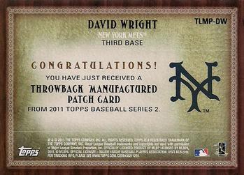 2011 Topps - Throwback Logo Manufactured Patch #TLMP-DW David Wright Back