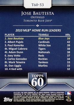 2011 Topps - Topps 60 #T60-53 Jose Bautista Back