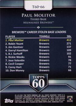 2011 Topps - Topps 60 #T60-66 Paul Molitor Back