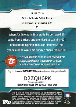 2011 Topps - Topps Town (Series 1) #TT-38 Justin Verlander Back