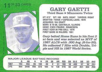 1988 Topps Kay-Bee Superstars of Baseball #11 Gary Gaetti Back