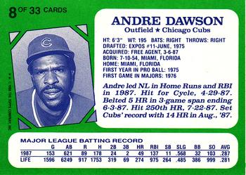1988 Topps Kay-Bee Superstars of Baseball #8 Andre Dawson Back