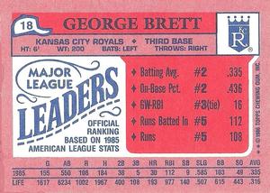 1986 Topps Major League Leaders Minis #18 George Brett Back