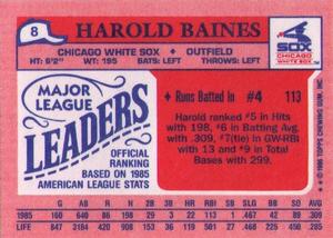 1986 Topps Major League Leaders Minis #8 Harold Baines Back