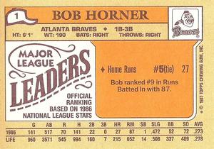 1987 Topps Major League Leaders Minis #1 Bob Horner Back