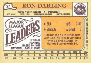 1987 Topps Major League Leaders Minis #21 Ron Darling Back