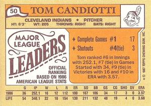 1987 Topps Major League Leaders Minis #50 Tom Candiotti Back