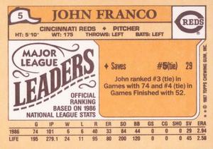 1987 Topps Major League Leaders Minis #5 John Franco Back