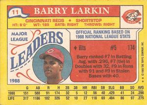 1989 Topps Major League Leaders Minis #11 Barry Larkin Back