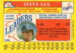 1989 Topps Major League Leaders Minis #19 Steve Sax Back