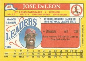 1989 Topps Major League Leaders Minis #35 Jose DeLeon Back