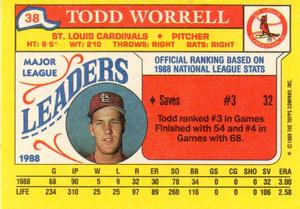 1989 Topps Major League Leaders Minis #38 Todd Worrell Back