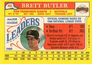 1989 Topps Major League Leaders Minis #40 Brett Butler Back