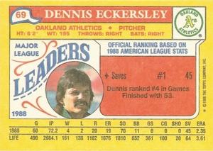 1989 Topps Major League Leaders Minis #69 Dennis Eckersley Back