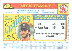 1990 Topps Major League Leaders Minis #5 Nick Esasky Back