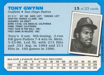 1987 Topps Kay-Bee Superstars of Baseball #15 Tony Gwynn Back