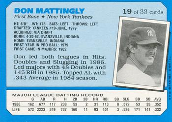 1987 Topps Kay-Bee Superstars of Baseball #19 Don Mattingly Back