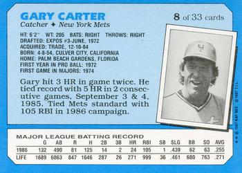 1987 Topps Kay-Bee Superstars of Baseball #8 Gary Carter Back