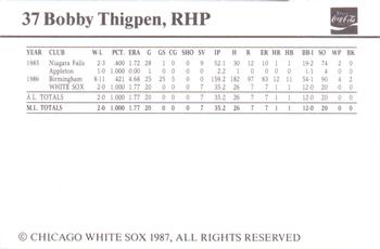 1987 Coca-Cola Chicago White Sox #28 Bobby Thigpen Back