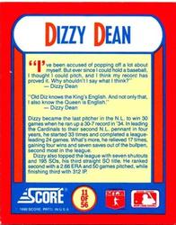 1990 Score - Magic Motion: The MVPs #11 Dizzy Dean Back