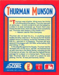 1990 Score - Magic Motion: The MVPs #14 Thurman Munson Back