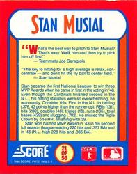 1990 Score - Magic Motion: The MVPs #21 Stan Musial Back
