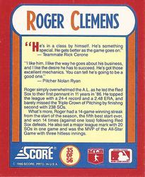 1990 Score - Magic Motion: The MVPs #35 Roger Clemens Back