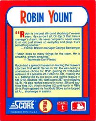1990 Score - Magic Motion: The MVPs #38 Robin Yount Back