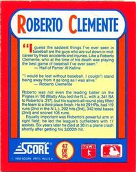 1990 Score - Magic Motion: The MVPs #47 Roberto Clemente Back
