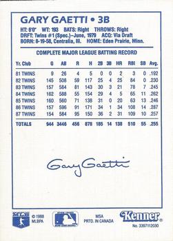 1988 Kenner Starting Lineup Cards #3397112030 Gary Gaetti Back