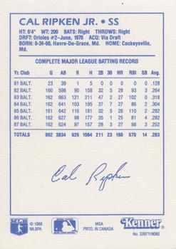 1988 Kenner Starting Lineup Cards #3397119060 Cal Ripken Jr. Back